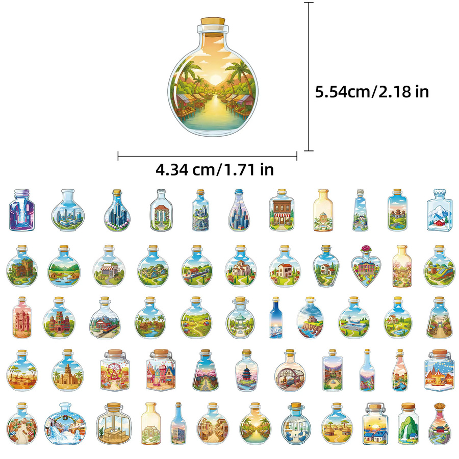 56 Stück wasserfeste Landschaftsaufkleber mit Stadtarchitektur Motiv in Multicolour für DIY Dekoration von Telefon und Sammelalbum - Bild 2