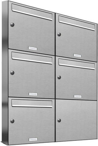 AL Briefkasten für 5 Parteien, Aufputzmontage, silberfarben, B/H/T: 153,442 x 102,6 x 11,6 cm - Bild 1