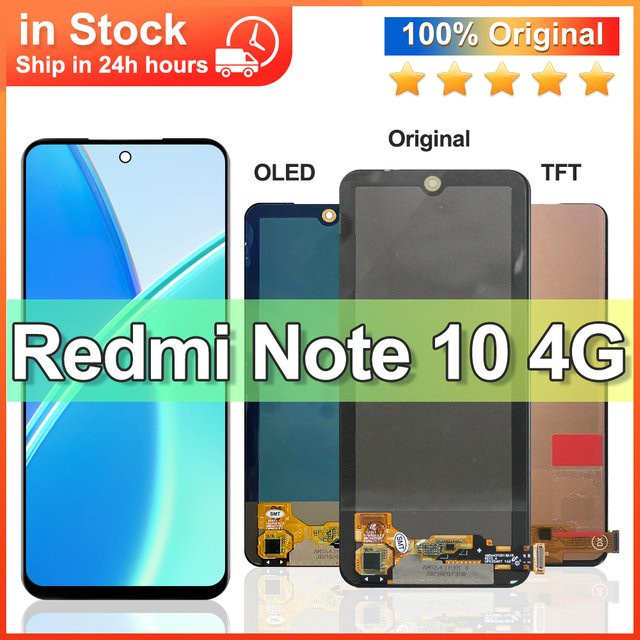 Xiaomi Redmi Note 10 4G LCD Display Touchscreen mit Rahmen in Schwarz, 6.43 Zoll - Bild 1