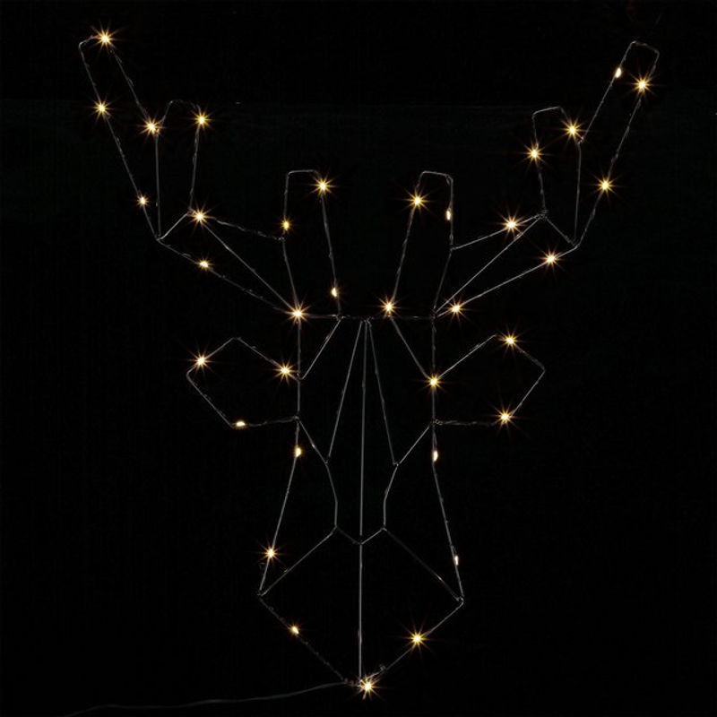 Casaria LED Rentier Weihnachtsfigur aus Metall in Weiß mit Timer - Bild 1