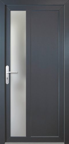 Meeth Nebeneingangstür ProM 04 in Grau mit Klarglas-Einsatz, B/T/H: 98,0 x 6,0 x 200,0 cm - Bild 1