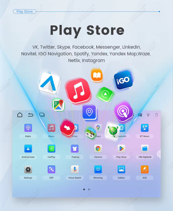 MEKEDE Universelles Autoradio mit 10 Zoll Display, Kabelloses CarPlay und Android Auto, GPS-Navigation, 4G Multimedia-Einheit, Schwarz - Bild 5