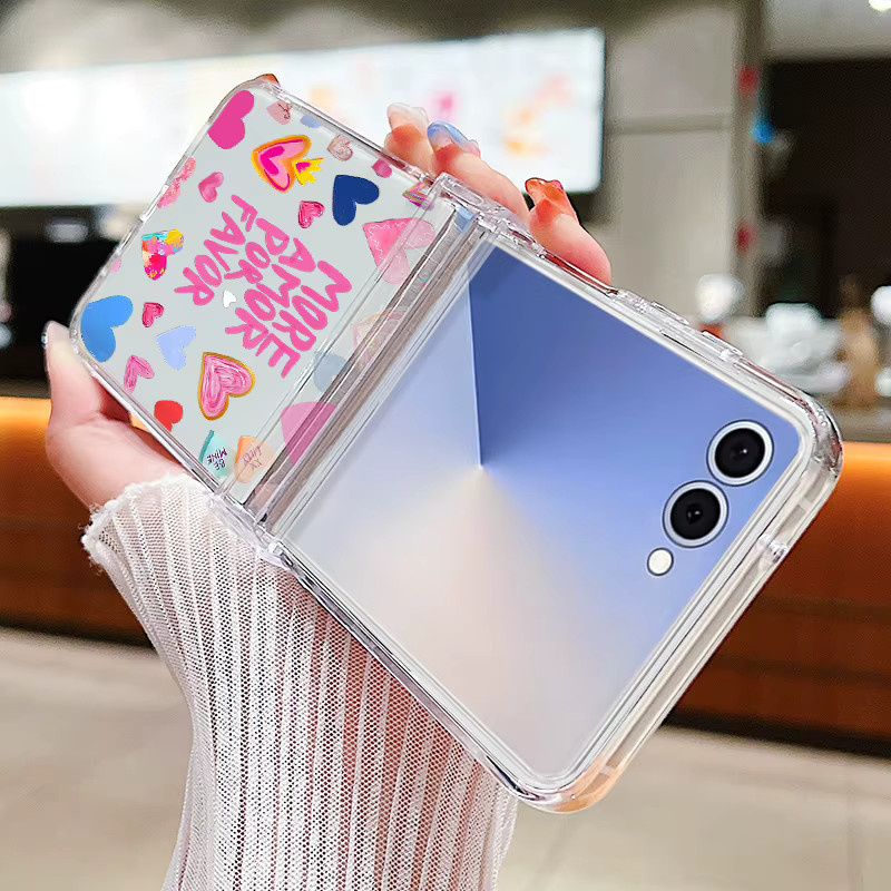 Samsung Galaxy Z Flip Handyhülle mit Liebe Herz Blumendruck in Transparent als Hard Cover für Samsung Galaxy Z Flip 7 6 5 4 3 5G - Bild 2