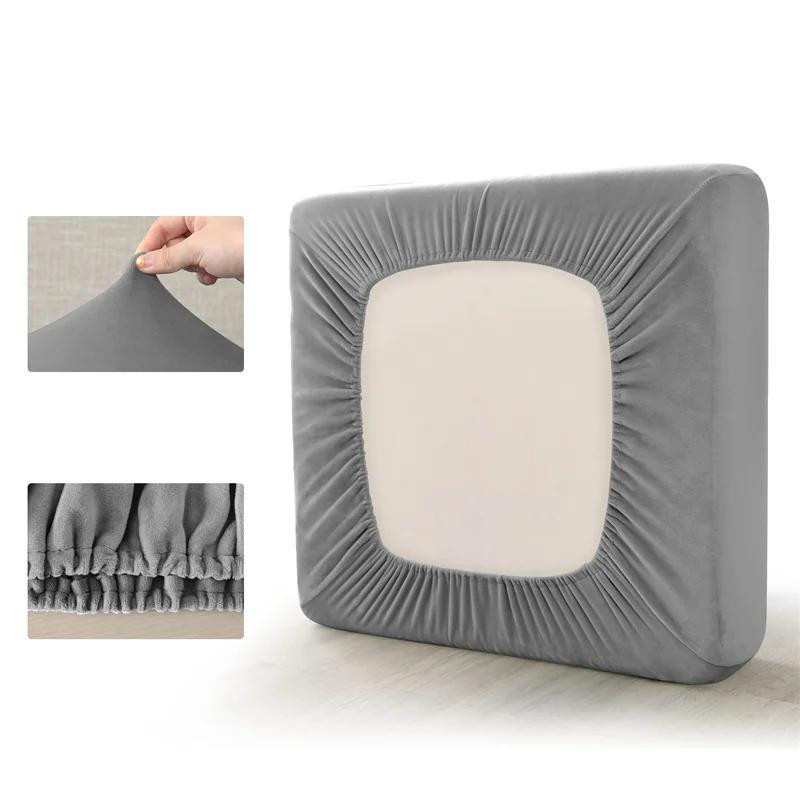 Elastischer Samt Sofa Sitzkissenbezug von Household supplies MH, rutschfest und waschbar, einfarbiges Design aus Polyester - Bild 1