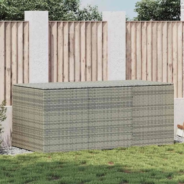 Gartenbox Furnicato aus Poly Rattan in Grau mit pulverbeschichtetem Stahlrahmen, B/T/H: 180 x 90 x 70 cm - Bild 1