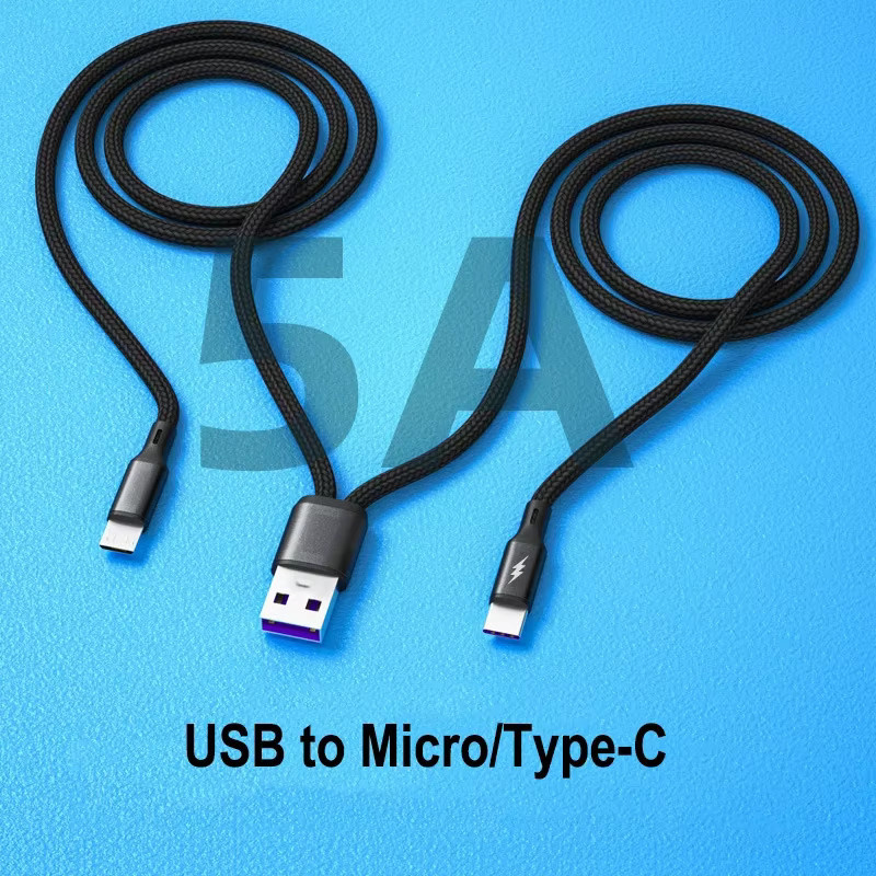 LISCN 5A Schnellladekabel mit USB-C und Micro-USB Anschlüssen in Schwarz - Bild 1