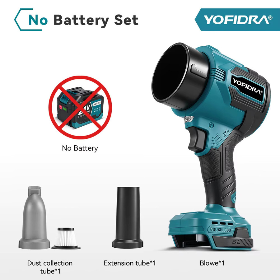 YOFIDRA Bürstenloser elektrischer Turbolüfter Jet-Fan als Laub- und Schneebläser in Blau für Makita LXT 21V Akku - Bild 5