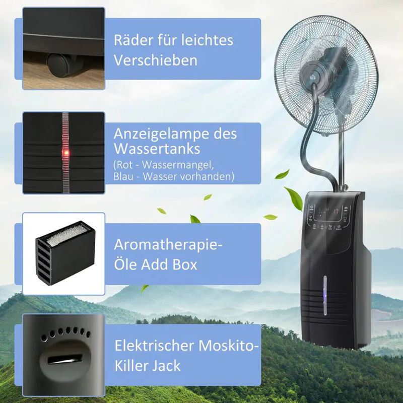 HOMCOM Ventilator in Schwarz mit Fernbedienung, Timer und Oszillation, B/H/L: 44,5 x 44,5 x 135 cm - Bild 5