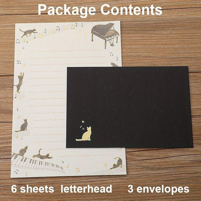 XYNN Briefpapier Set A5 mit Umschlägen in floralem Design, liniertes Briefpapier in Schwarz und Multicolour, 6 Blatt und 3 Umschläge - Bild 1
