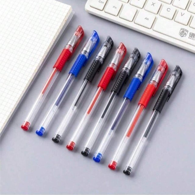 Blauer und roter wasserbasierter Signaturstift mit 0,5 mm Nadelspitze für Büro, Studium und Prüfungen - Bild 1