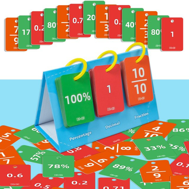Lernkarten für Mathematikkonzepte zur frühen Bildung: 69 bunte Karten zur Dezimal-Prozent-Konvertierung und kognitiven Entwicklung - Bild 1