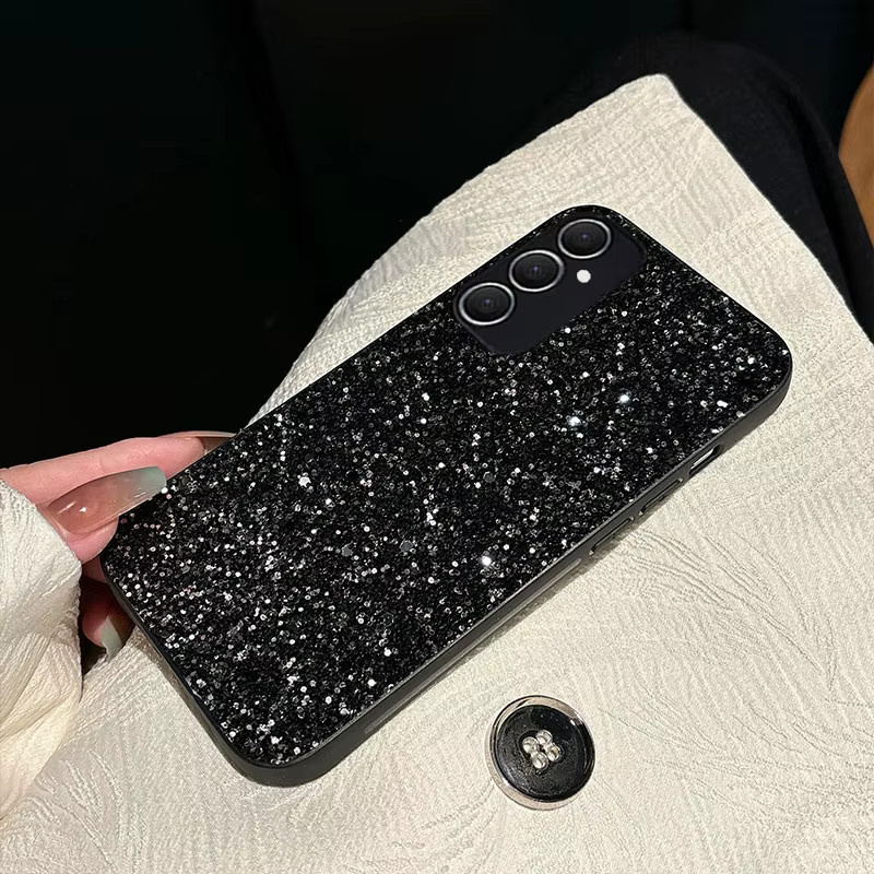 Luxus TPU Handyhülle mit Schwarz Glitter und Strass für Samsung Galaxy A14 A15 A16 A34 A35 A36 A54 A55 A56 A71 A72 A73 4G/5G - Bild 4