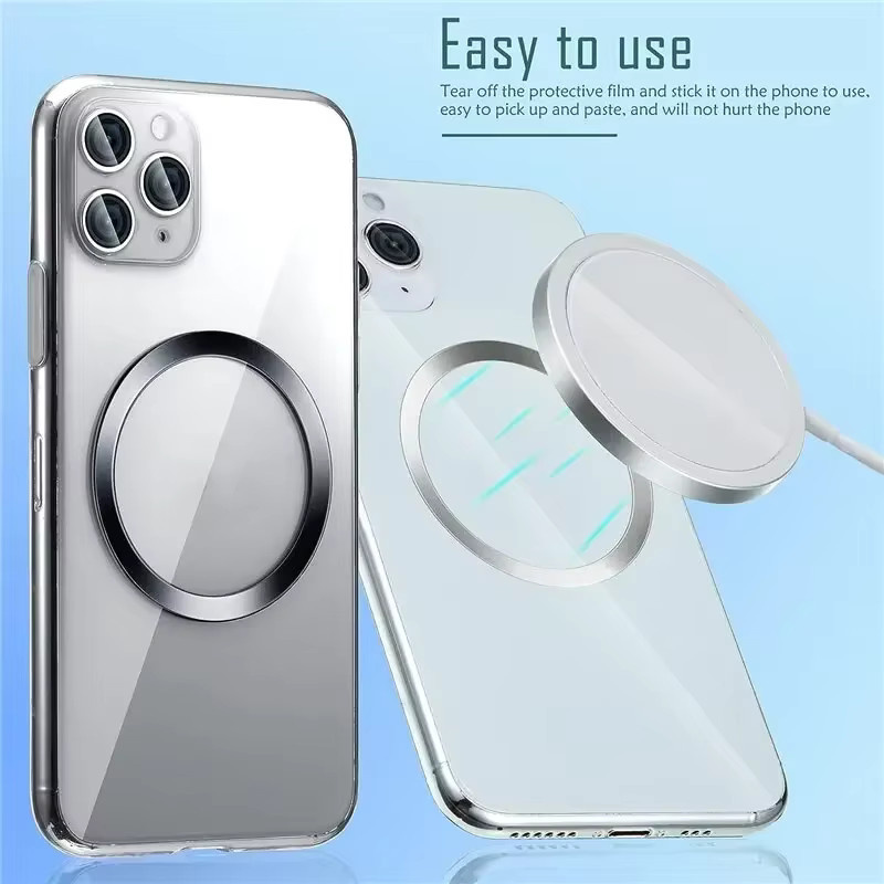 DIKELANG 10er Set MagSafe Magnetische Metallplatten für kabelloses Laden, Universal Aufkleber für iPhone, Samsung und Xiaomi, Schwarz und Silber - Bild 2