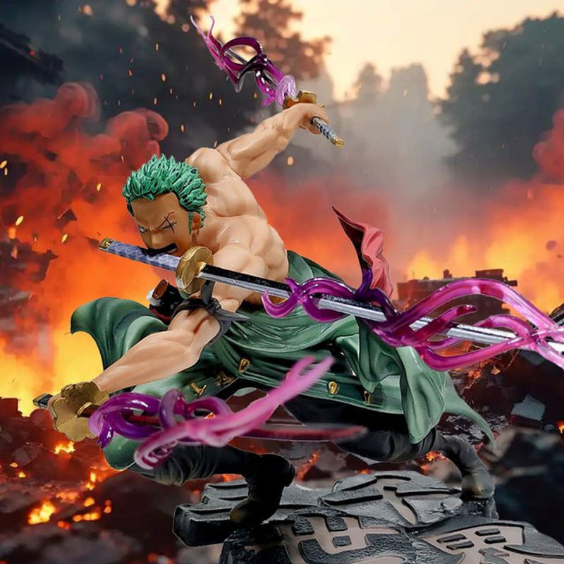 Bandai One Piece Roronoa Zoro Anime-Figur Dreiklingen-Sa-maximum Manga Statue, mehrfarbig, Höhe: 21 cm - Bild 1