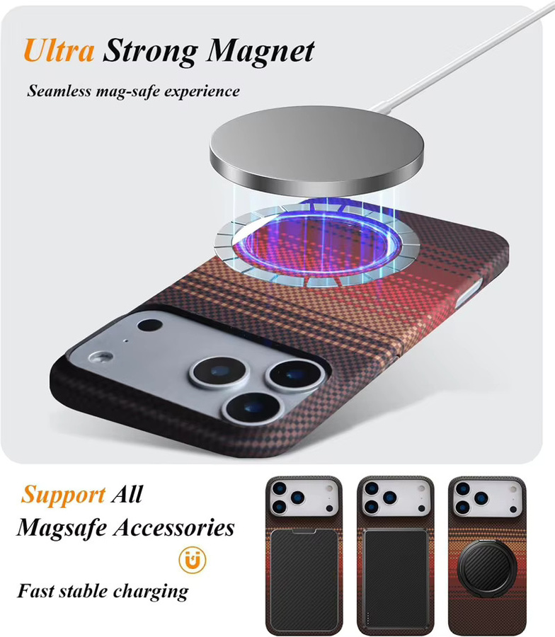 OLPAY MagSafe Handyhülle mit Carbonfaser-Textur für iPhone 17 Air 16 15 14 13 12 Pro Max Plus - Bild 5