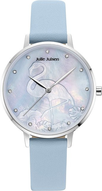 Julie Julsen Damenuhr, Quarz, Edelstahl, silberfarben, Lederband, blau - Bild 1