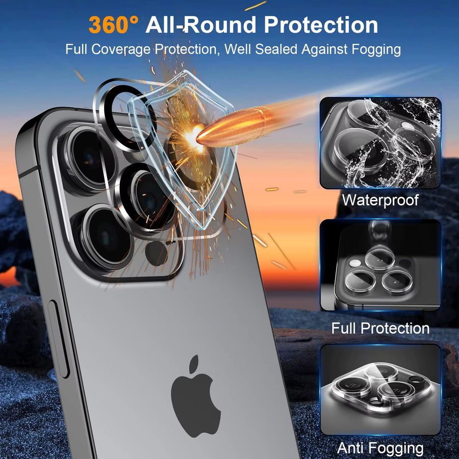 6-in-1 Panzerglas Displayschutz und Kameralinsenschutz Set für Apple iPhone 17 16 15 Pro Max Plus transparent - Bild 5