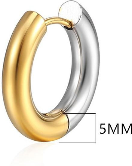 YULIN Creolen Edelstahl, Gold, 14 mm, Damen Herren - Bild 1