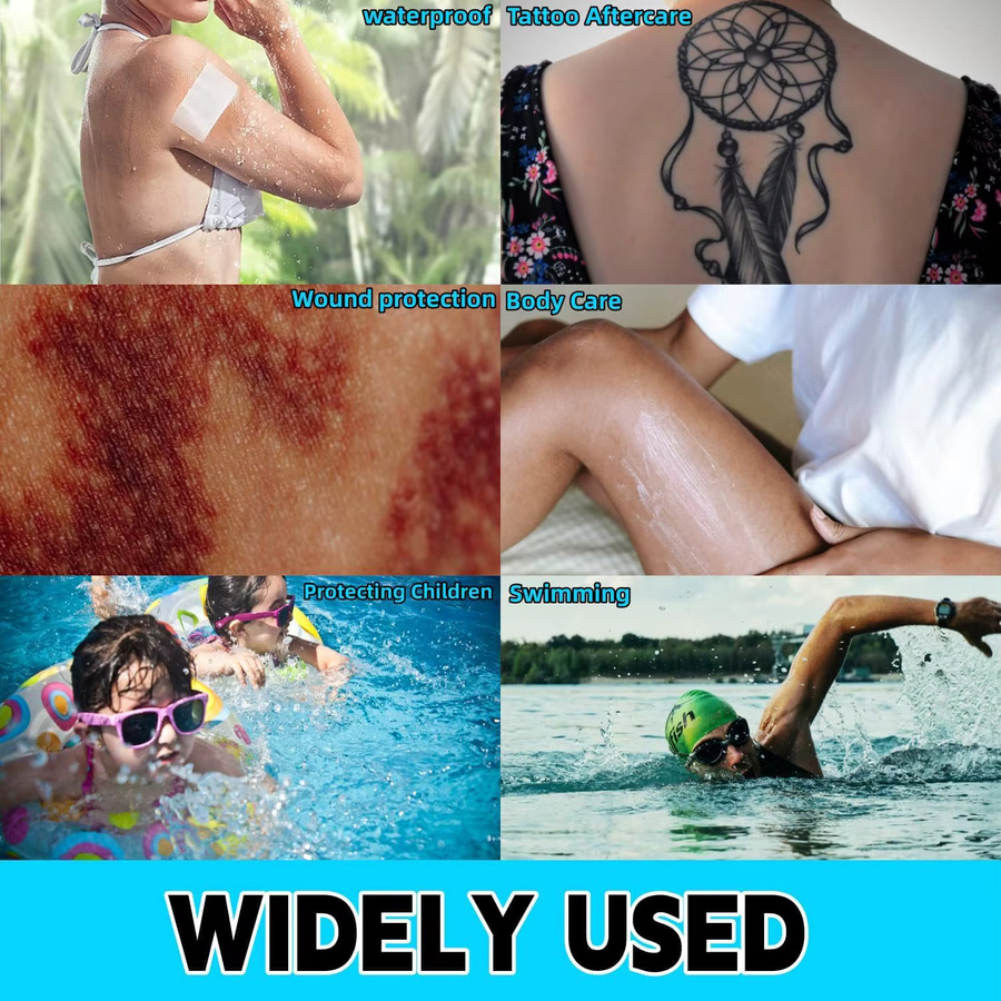 100 Stück transparente selbstklebende Film-Dressing Patches, wasserdichte klare Bandagen für Tattoo-Nachsorge und Verband, Breite: 6 cm, Höhe: 7 cm - Bild 3