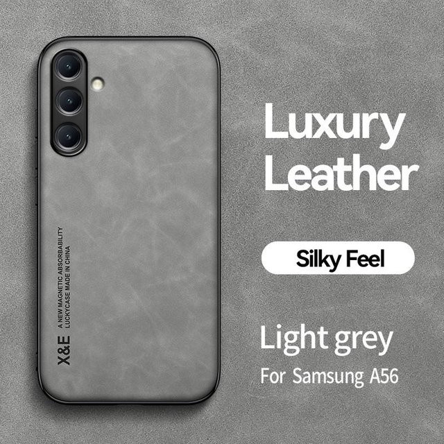 Magnetische Leder-Handyhülle für Samsung Galaxy A56 5G, A36 5G und A26 5G in Lichtgrau - Bild 1