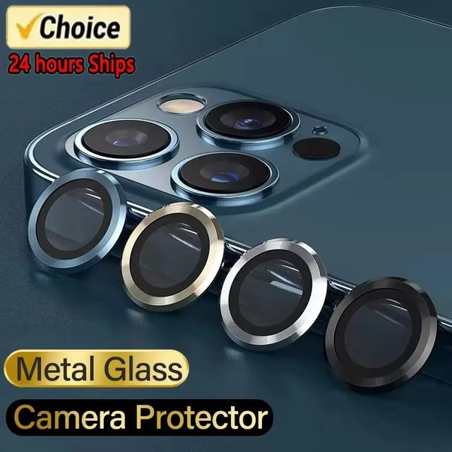Metall Ring Kamera Objektiv Schutz Glas für iPhone 13 14 15 16 17 Pro Max Mini Plus in Schwarz - Bild 1