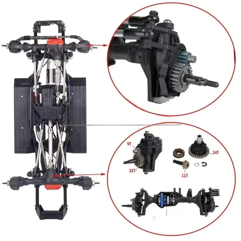 AUSTARHOBBY 2-Gang-Getriebe-Chassis-Rahmen mit Differential-Portalachse, 1/10 RC Auto DIY-Teile - Bild 2