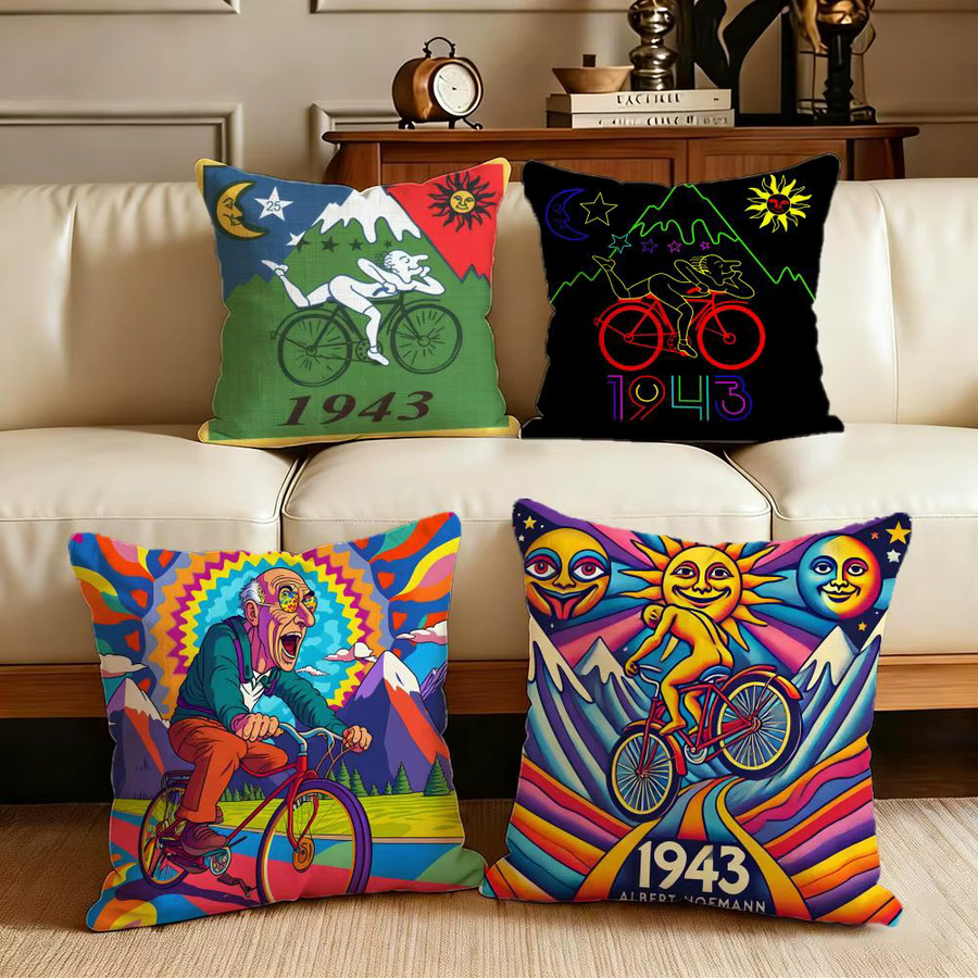 Style Albert Hofmann Kissenbezug-Set, 4-teilig, weiß/mehrfarbig, dekorative Kissenbezüge im Retro-Grafik-Design für dein Sofa und deine Heimdekoration - Bild 2