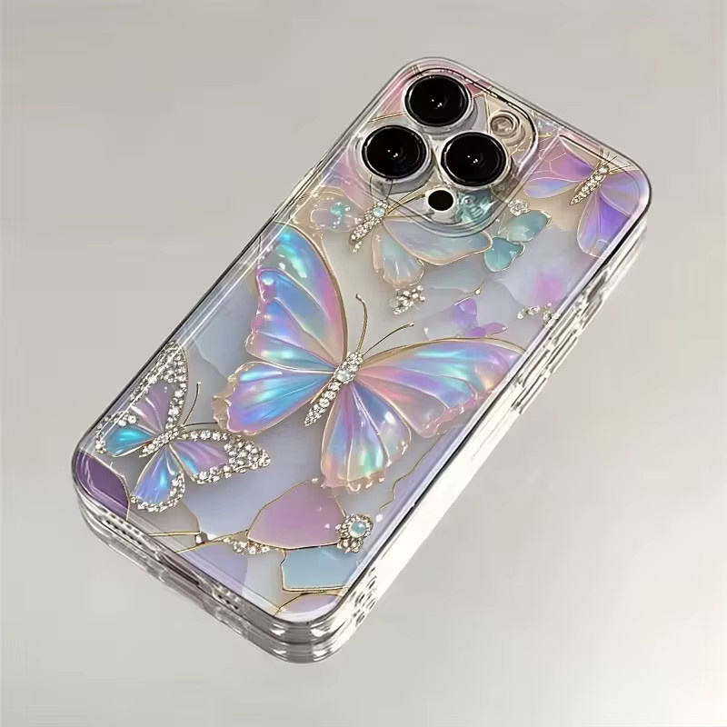 Transparente Handyhülle mit Schmetterlingsmuster für Apple iPhone Modelle, Multicolour - Bild 3
