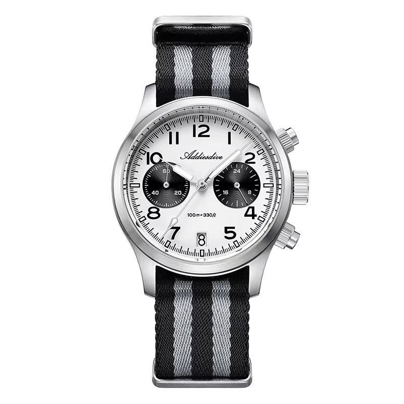 ADDIESDIVE Chronograph, Edelstahl, Quarz, 39 mm, Herren, Schwarz - Bild 7