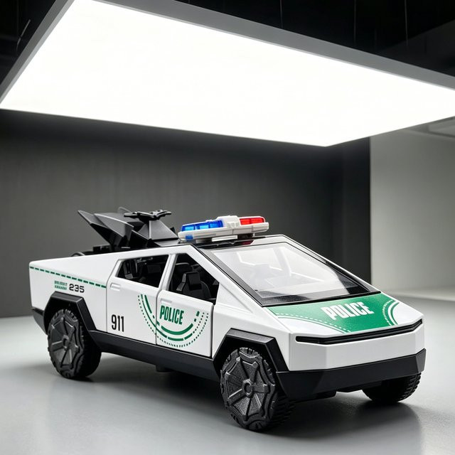 MAKEDA Polizei-Pickup-Legierungsmodell, 1:36, mit Mini-Motorrad, Rückzieh-Offroad-Spielzeugauto - Bild 1