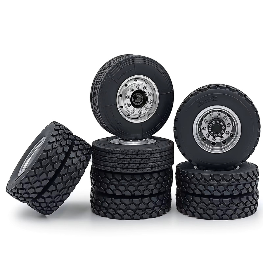 TRINOOD Tamiya 6x6 Räder Reifen Set, 1:14, Metall, Gummi, Zubehör - Bild 5