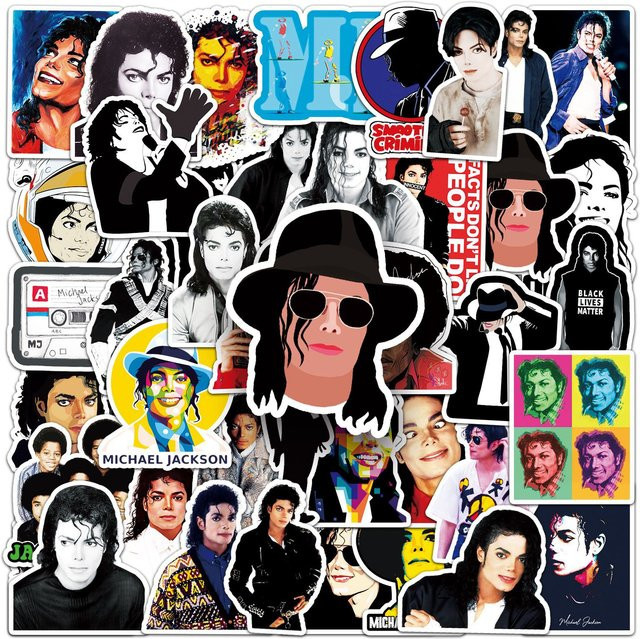 51 Stück Michael Jackson Aufkleber Set in Multicolour für Skateboard, Kühlschrank und Koffer - Bild 1