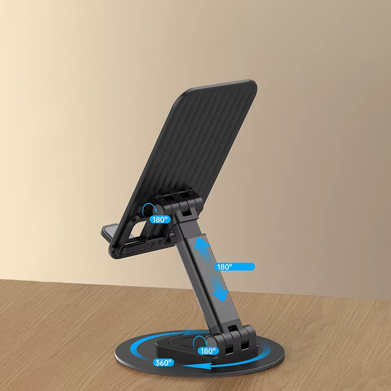 AJIUYU Universalständer 360 Grad drehbarer und faltbarer Desktop-Halter für iPad, Tablet und Handy in Schwarz - Bild 2