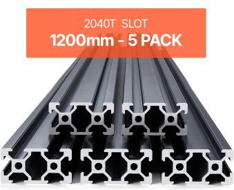 VEVOR 5er Set Aluminium-Strangpressprofil 2040 T-Nut, eloxiert, Schwarz, Länge: 120 cm, B/H: 40 x 20 mm - Bild 1
