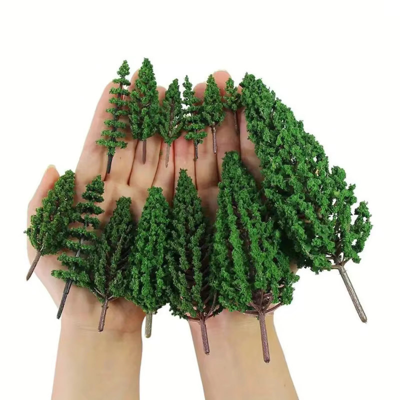 16 Stück Miniatur-Modellbäume aus grünem Kunststoff für deine Mikrolandschaftsdekoration - Bild 3