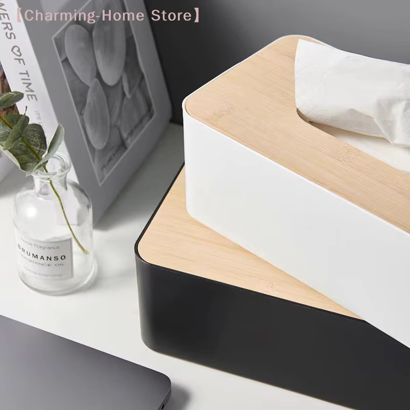 Luxuriöse rechteckige Taschentuchbox aus Bambus von SHIDWJ, wasserdichte und elegante Taschentuchhalterung für Einweg-Gesichtstücher - Bild 3