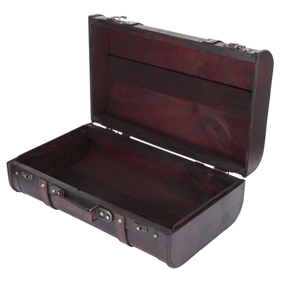 Koogeelife Tragbarer Antik-Koffer aus Holz und Leder als Dekorationsbox und Foto-Requisit - Bild 5