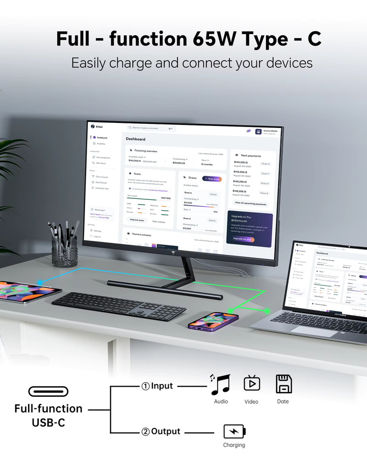 KTC 27 Zoll 5K Monitor mit IPS-Panel und 65 W USB-C Anschluss in Schwarz - Bild 5