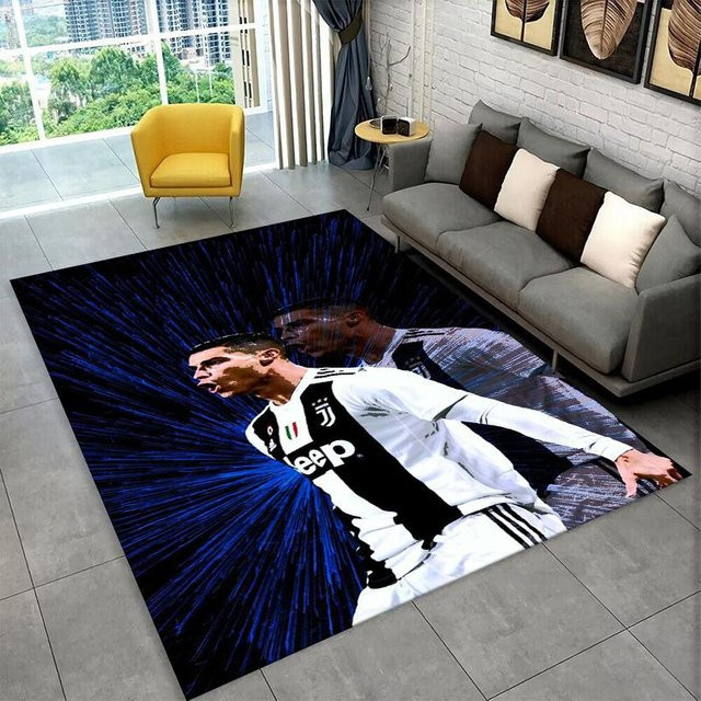 CR11 Ziege R-Ronaldo Fußballstar Teppich für Kinder, rutschfeste Bodenmatte aus Polyesterflanell für Spielzimmer, Schlafzimmer oder Wohnzimmer, B: 80 cm, L: 120 cm - Bild 1