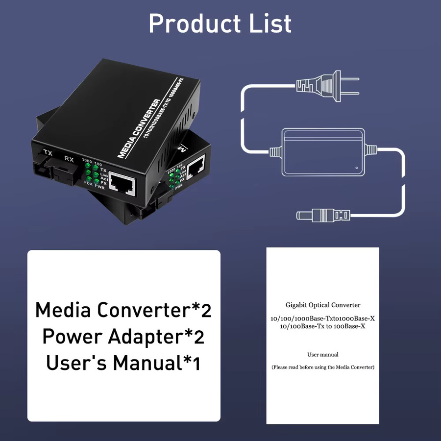 ZoeRax SFP+ Glasfaser-Medienkonverter Set, SC Singlemode zu 10/100/1000M Gigabit RJ45 Ethernet LAN Adapter, Schwarz - Bild 5