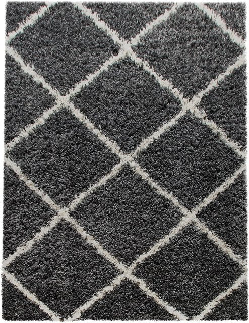 Shaggy-Teppich Kalea in Anthrazit mit Rauten-Muster, B/T: 240 x 340 cm - Bild 1