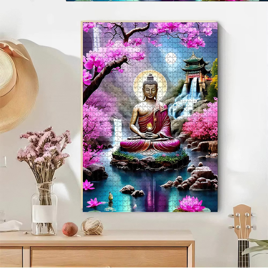AZNM Zen-Puzzle Buddha, Kirschblüten, Pagoden und Lotus, Puzzle - Bild 2
