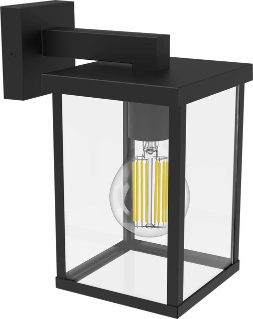 Philips Outdoor-Wandleuchte Bellini in Schwarz aus Aluminium und Glas mit E27 Fassung, IP44 Schutzklasse - Bild 1