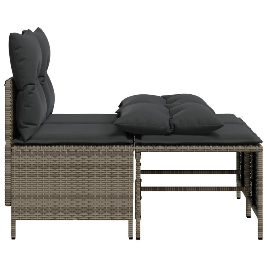 vidaXL 4-teilige Garten-Sitzgruppe aus PE-Rattan in Grau mit UV-beständigen Kissen und pulverbeschichtetem Stahlgestell - Bild 3