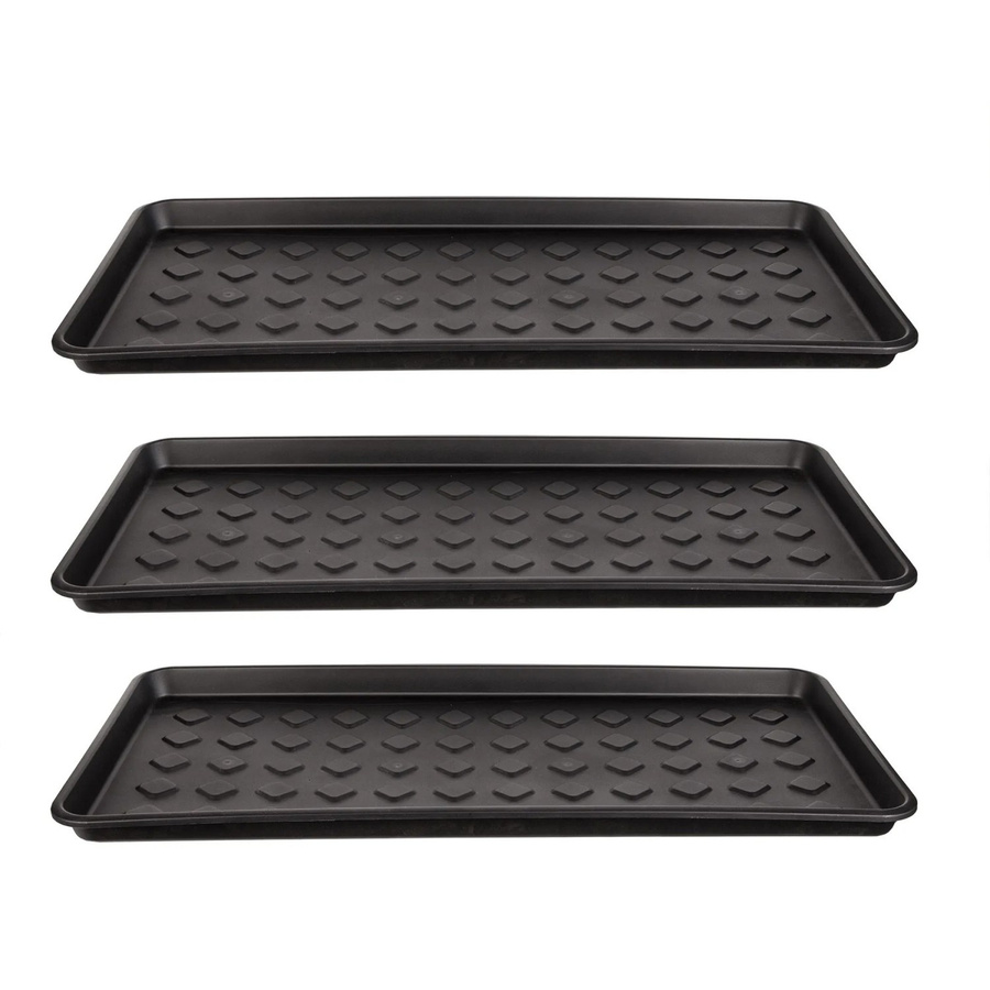 BigDean 3er Set Schuhabtropfschalen in Schwarz mit erhöhtem Rand, B/T/H: 71,5 x 34,5 x 3 cm - Bild 2