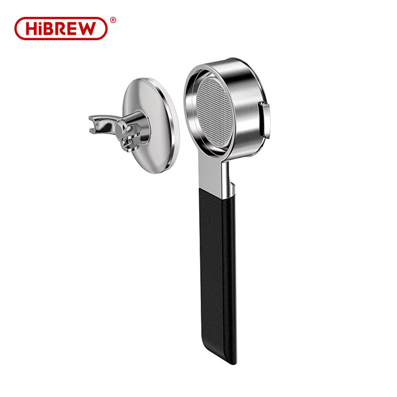 HiBREW V61 58 mm Espresso-Siebträger ohne Boden mit 2-in-1-Doppelauslauf und Filterkorb für H21-Espressomaschinen, Silber - Bild 6