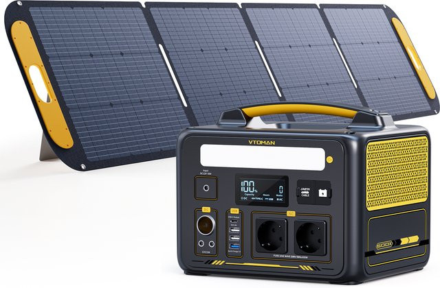 VTOMAN JUMP 600X Kraftwerk mit VS200 Solarpanel, 299Wh Solargenerator mit LiFePO4 Akku und 1200W Spitzenleistung für Notstrom-Backup - Bild 1
