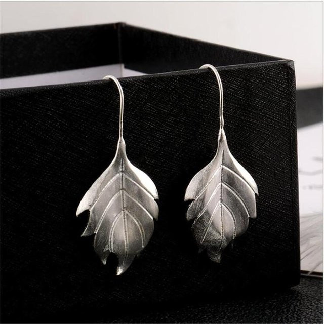 YIRAN Jewelry Ohrringe, 925 Sterlingsilber, Blume, Blatt, gray, Unisex - Bild 1