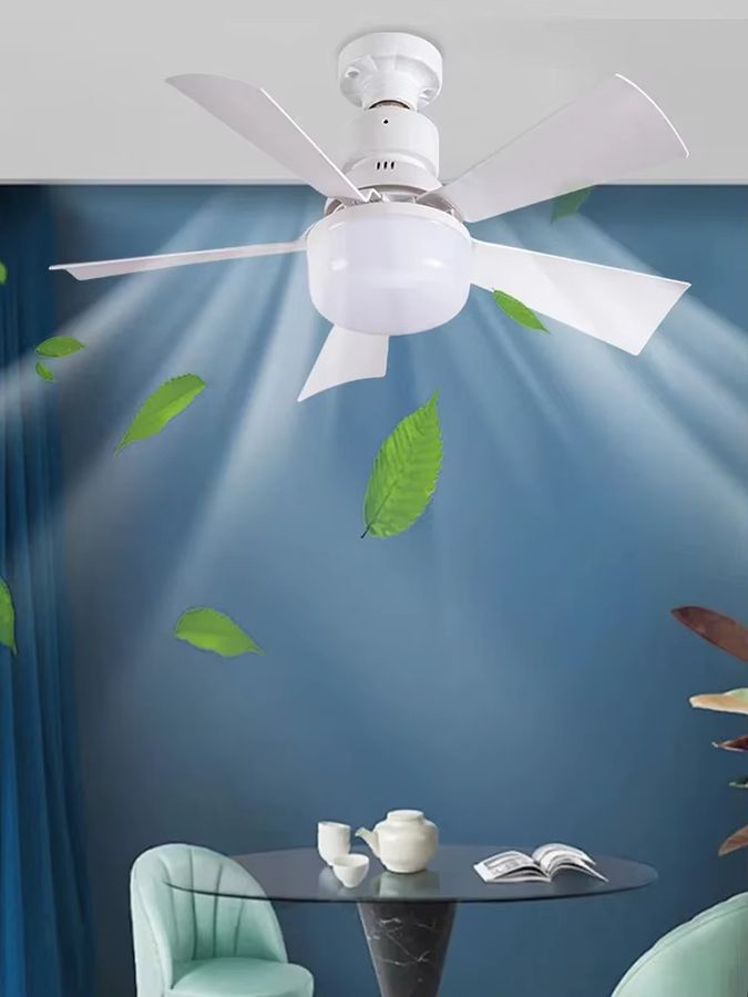 LINYILIGHT 2-in-1 Deckenventilator mit dimmbarer Beleuchtung und Fernbedienung, E27, Weiß - Bild 5