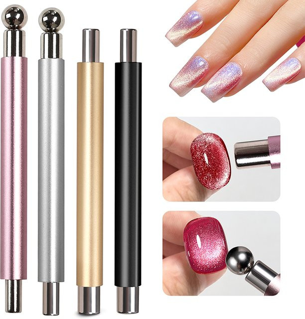 JCSYFAC Cat Eye Nagel Magnet Stift, Silver, Glänzend - Bild 1